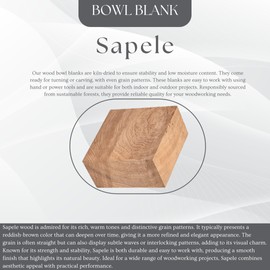 Sapele Bowl Blank 4" x 4" x 2" for Wood Turning, Exotic Wood Blanks for DIY Projects, Perfect Kiln-Dried Unfinished Wood Bowl Blanks for Craftsmen and Woodworking Enthusiasts by Exotic Wood Zone