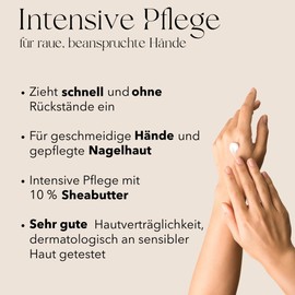 mellow NOIR Intensive Repair Hand & Nail Cream 100 ml - Hand Cream for Rough, Dry Hands - 10% Shea Butter - Quick-Absorbing Moisturising Cream - for Nourished Hands & Nails - Natural Cosmetics