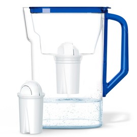 Wessper Water Filter Jug 2.7 L | Replacement for Aquaphor Standard, Brita Classic, Dafi Classic | for Fridge Door with Manual Filter Wear Indicator | Water Filter Jug + Water Filter - Blue