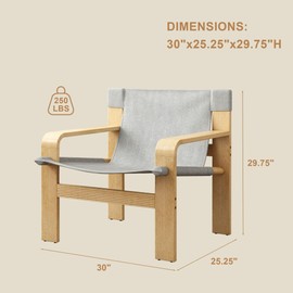 FAVSH Mid-Century Accent Chair with Wide Armrest & Solid Wood Frame, Detachable and Washable Armchair, Modern Living Room Reading Chairs for Bedroom Sunroom Bedroom Balcony,White