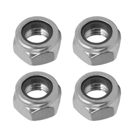 QUARKZMAN M8 x 1.25 mm Hex Lock Nut x 4 Pieces 304 Stainless Steel Left Hand Thread Lock Inserted Hex Nut Fasteners for Machine Attachment [Silver Tone]