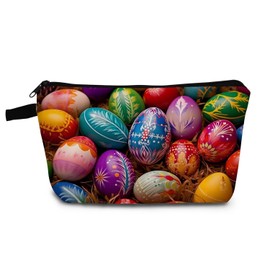 YULUENZE Easter Eggs Makeup Bag Cute Small Organizer Bag with Zipper Easter Eggs Cosmetic Bag Aesthetic Birthday Present for Women Sisters Friends