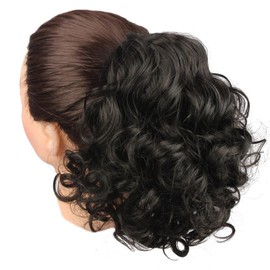 WeKen Hair Bun Medium Long Curly Synthetic Hairpiece Black