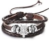 COOLSTEELANDBEYOND Mens Dragon Head Brown Braided Leather Bracelet, Three-Strand Leather