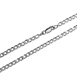 NKlaus 60 cm Curb Chain 925 Silver Rhodium-Plated Elegant Necklace Width: 3.0 mm Necklace 12.9 g Heavy 5632, Sterling Silver