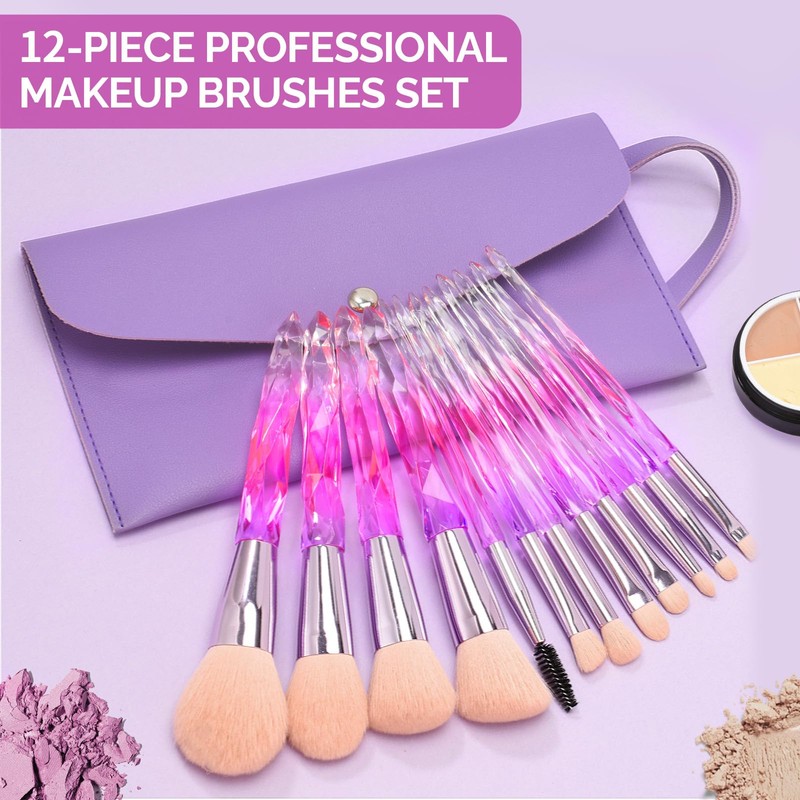 DUAIU Makeup Brushes,12pcs Professional Make Up Brush Set Premium Synthetic