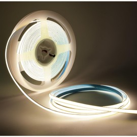 Tesfish LED Strip Light 24 V, 5 mm Wide Ultra Slim LED Strip COB Natural White 4000 K 5 Metres 400 LEDs/M Total 2000 LEDs Neon Light LED Light Strip for Party, Counter, Shelf, Home