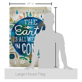 Breeze Decor HS115141-BO-02 Earth in Common Inspirational Expression Decorative Vertical House Flag Set, 28"x 40" w/Flagpole, Multi-Color