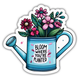 Motivational Stickers Inspirational Stickers Bloom Where You're Planted Cool Vinyl Stickers, Weather-Resistant Sticker for Water Bottles, Laptop, Window, Car Size 5"