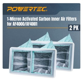 POWERTEC 1 Micron Activated Carbon Inner Air Filters for WEN 3410, POWERTEC AF4000/AF4001 & Shop Fox W1830 Air Filtration Systems for Workshop and Garage, Replacement for WEN AF916C, 2PK (75112-P2)