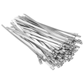 PATIKIL Metal Zip Ties 100 Pcs, 6 Inch Heavy Duty 304 Stainless Steel Self-Locking Cable Ties, 250LB Multi Purpose Binding for Indoor and Outdoor, Silver