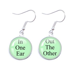 Funny Earrings In One Ear and Out the Other Earrings Convex Glass Cute Earring for Women-Green