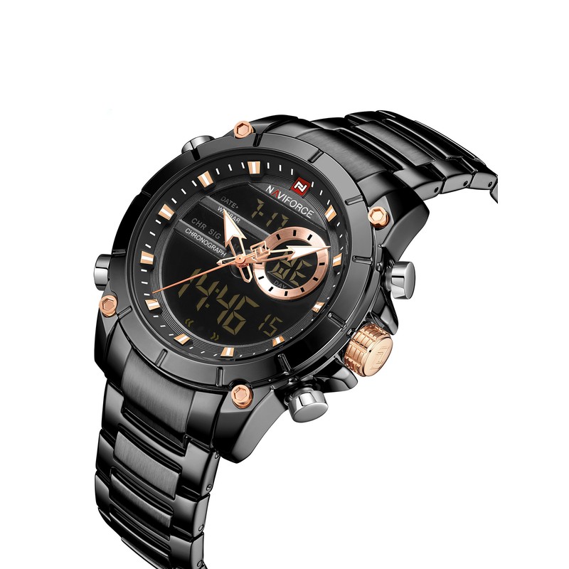 Men Watch Quartz Movement Digital Chronometer Analog Business Sports Casual