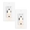 Night Light USB C Outlet,KCMYTONER 2PK 15A Fast Charging Wall