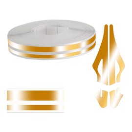 32Ft Car Pinstriping Tape, Vinyl Pin Striping Decals Car Trim Stripe Tape DIY Stickers, Universal Car Hood Body Side Stripe Glossy for Auto Motorcycle Home Door Musical Instrument (Gold)