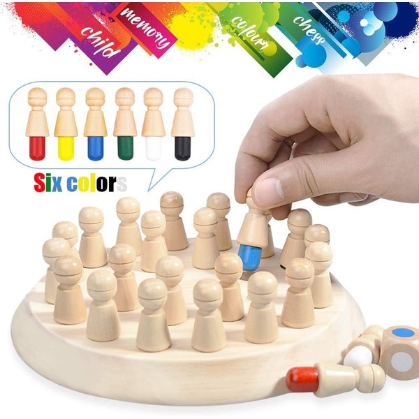 Wooden Memory Match Stick Chess Game, MoDuer Color Memory Chess, Funny Block Board Game,Memory Match Stick Chess Game,Parent-Child Interaction Toy, Brain Teaser for Boys and Girls Age 3 and Up