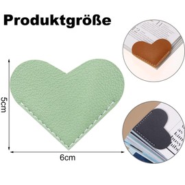 Canollo 6 Stück Leder Herz Lesezeichen, Ecke Seite Buch Marks, Niedlich handgemachte Lesezeichen, Buch Lesen Zubehör für Book Lovers, Geschenke für Buchliebhaber (6 Farben)