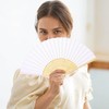3 pcs White Folding Fans, Foldable Imitated Silk Hand Fan,