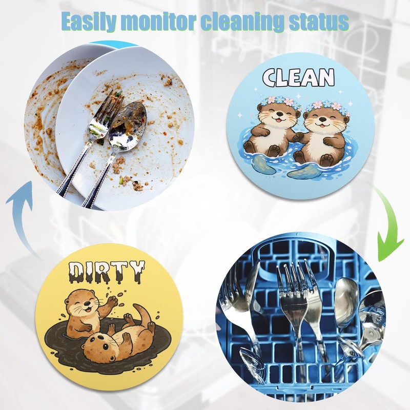 Dishwasher Magnet Clean Dirty Sign, Funny Double Sided Reversible Flip