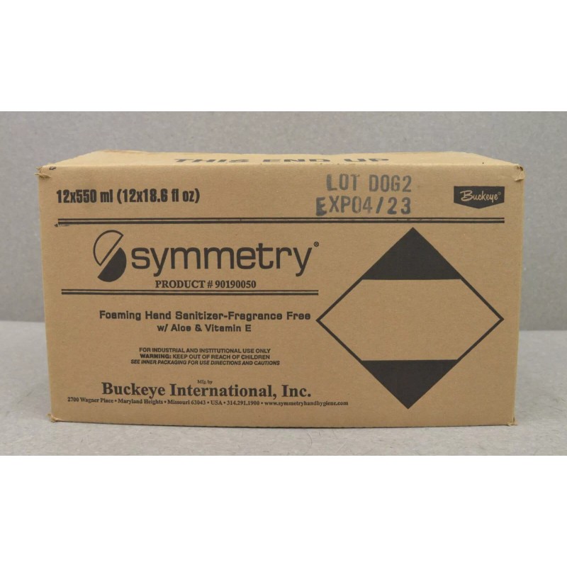 Symmetry Foaming Hand Sanitizer W/ Aloe & Vitamin E 12x550ml