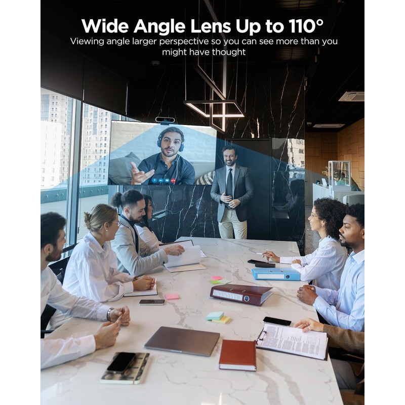 NIVEOLI Webcam 4K with Microphone and Webcam Cover Plug and