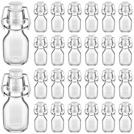 Tessco 24 Pcs Mini Swing Top Glass Bottles with Stoppers Small Flip Top Bottles with Airtight Lids for Crafts Decoration Wedding Themed Party Favors(2 oz,Transparent)