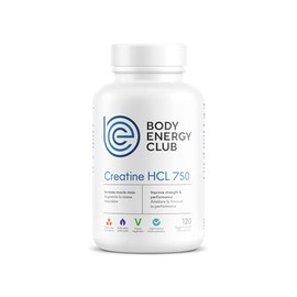 Body Energy Club Creatine HCL - Superior Solubility for Rapid Absorption - Enhanced Muscle Performance & Lean Muscle Gains - No Water Retention, Easy on Digestion - 750mg Capsules