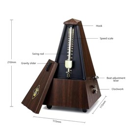Mechanical Metronome,Universal Metronome for Piano Guitar Violin Bass Drum,High Precision Track Beat and Tempo (Wood Grain)