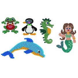 Hama Happy Price Toys Midi Pin Plate Set 82 (Mermaid, Dolphin, Frog, Seahorse, Penguin)