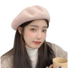 WinsGreat Beret Women's Knit Artist Hat, Wool Blend, Size Adjustable, Casual, Elegant, For Autumn, Spring, Winter, Cold Protection, Cute, Small Face Effect, Work or School Commute, beige