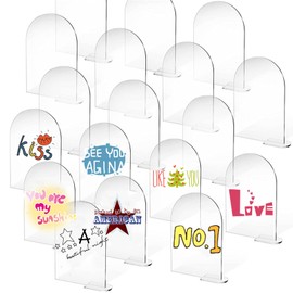 20 PCS Clear Arch Acrylic Sign with Stands, 4" x 6" DIY Blank Acrylic Arch Table Sign With Base for Business Card Holder/Guest Name Tag/Wedding Table Number/Menu Sign/Bar List Sign (Arch Base)