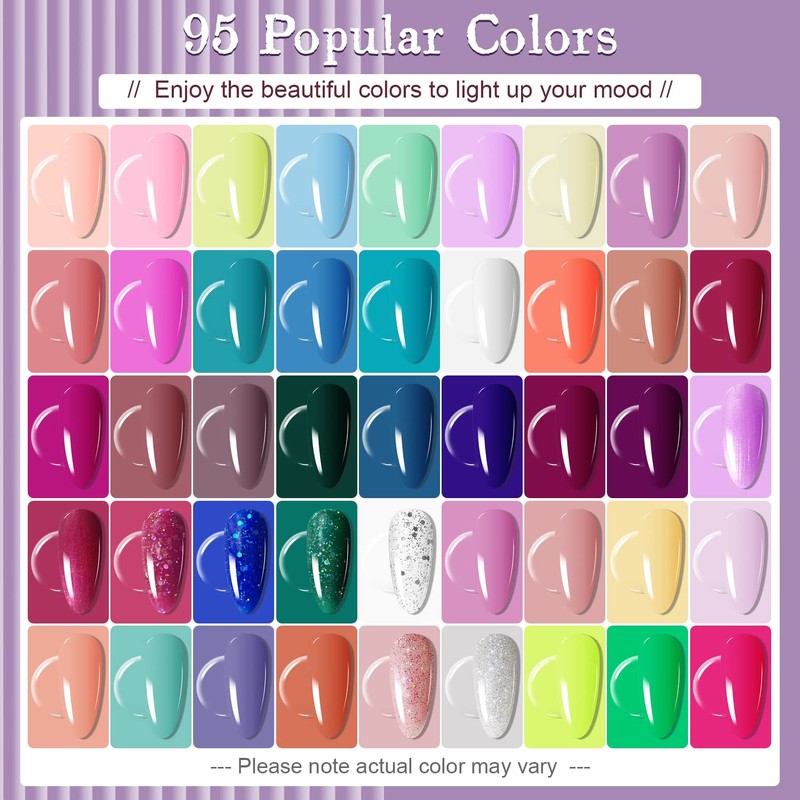 JODSONE Gel Nail Polish Starter Set 100 Pieces Multi-color Gel