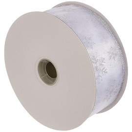 Morex Ribbon Snowflake Wired Sheer Glitter Ribbon, 2-1/2-Inch by 50-Yard Spool, White/Silver