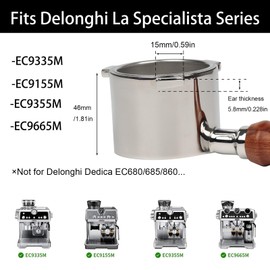 CAPFEI 51mm Bottomless Portafilter Only Fits DeLonghi La Specialista 9 Series EC9155/9335/9355/9665/EC9335 | Filter Basket 0.3mm Pores | Wooden Handle