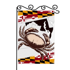 State of Maryland Flag,Md Crab Vintage Map Flax Nylon Linen Fabric Garden Flag,Crabs Nautical Garden Flags For Outside Outdoor Holiday Yard Flag Lawn Banner.12x18 Inch