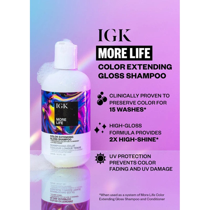IGK More Life Color Extending Gloss Shampoo 236ml