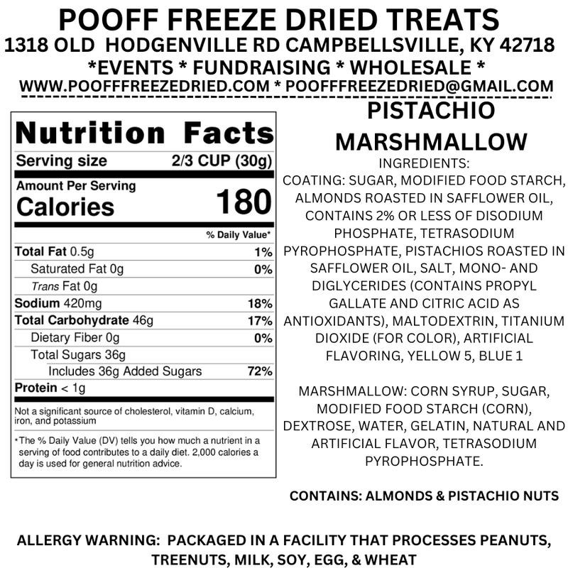 Freeze Dried Pistachio Marshmallows - Size: Small (.65oz)