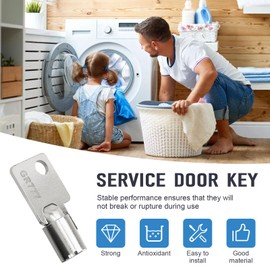 GR777 Laundry Key Replacement for Greenwald Whirlpool Speed Queen Service Panel Key Lock Coin Commercial Washer Key -Washing Laundry Machine and Dryer Door Tubular Keys(2PCS)