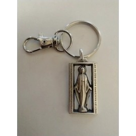 Catholic Art Deco Miraculous Medal Silhouette Keychain Key Chain