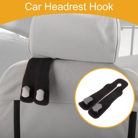 Partuto 1 Pcs Universal Car Seat Headrest Hook for Most Car, SUV, Truck Car Seat Back Organizer Hooks Sturdy Faux Leather Metal Black 7.48"x3.27"