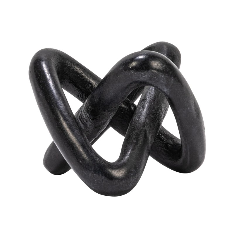 Creative Co-Op Modern Marble Link Knot, Black Accent Decor