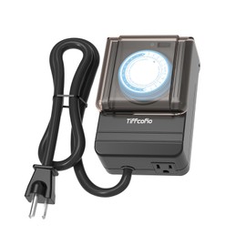 TiFFCOFiO Outdoor Timer Outlet Waterproof, 24 Hour Mechanical Light Timer Outdoor, 2 Grounded Outlets for Home and Garden, 15A 1/2HP, Heavy Duty, ETL Listed (15 Min Interval)