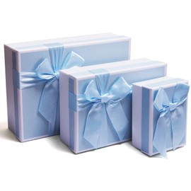 Blue Gift Boxes, Three Gifts with Ribbons, Various Gift Boxes, Durable Gift Boxes