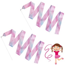 VEAGIA 新体操 リボン ダンスリボン 長さ2m 2個入り 体操・新体操 競技用具 リボン ショー カラフルなリボン 子供のおもちゃ (2個入り)