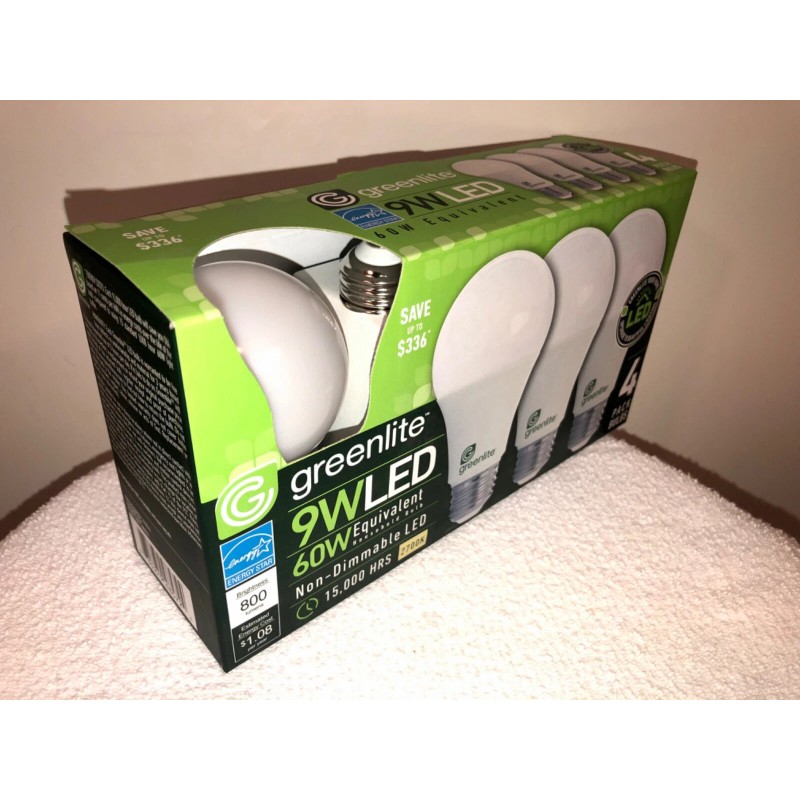 Greenlite greenlite 60w Non-Dimmable 9W LED 4-LIGHT BULB PACK 2700K