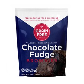 Gluten Free Fudge Brownie Baking Mix by The Grain Free Baker- Vegan & Gluten Free - Low Carb - Top 8 allergen free - Healthy and Natural Ingredients - 13 Oz