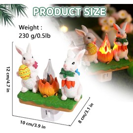 OHREPWR 2025 Easter Bunny Campfire Flickering Night Light, Easter 3D Rabbit Night Light Plug in, Bunnies Figurine Lamps, Easter Decorations Indoor
