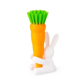 balvi Washing Up Brush Bunny Brush in the Shape of a Carrot and Holder in the Shape of a Rabbit. Suitable for