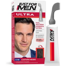 Just For Men Ultra, Tinte para Canas Castaño Negro U50 con Cepillo de Fácil Aplicación, 35g