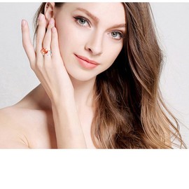 DAOCHONG Women's 925 Sterling Silver Rose Flower Adjustable Ring, Romantic Gift for Her, Base